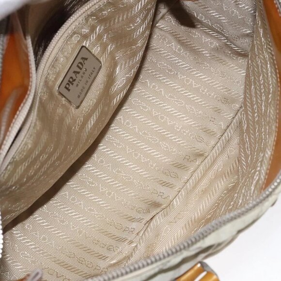 PRADA Quilted Hand Bag Nylon Beige Silver Auth - Picture 13 of 16